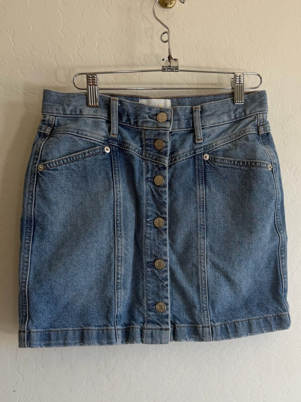 RAILS Denim Button Front High Waist Mini Skirt Medium Wash 26